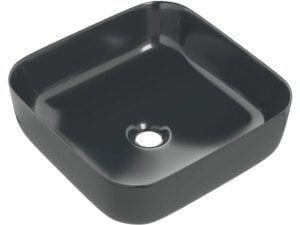Luxey 400mm Ceramic Square Washbowl & Waste - Matt Black